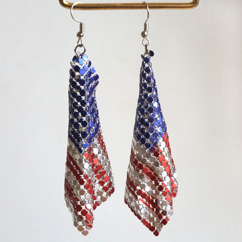 USA Flag Print  Mesh Dangle Earrings