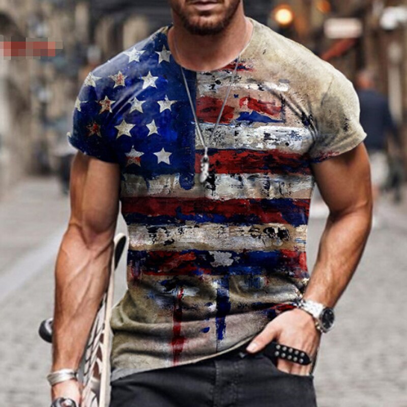 Usa Flag Print 3D Print T-shirt