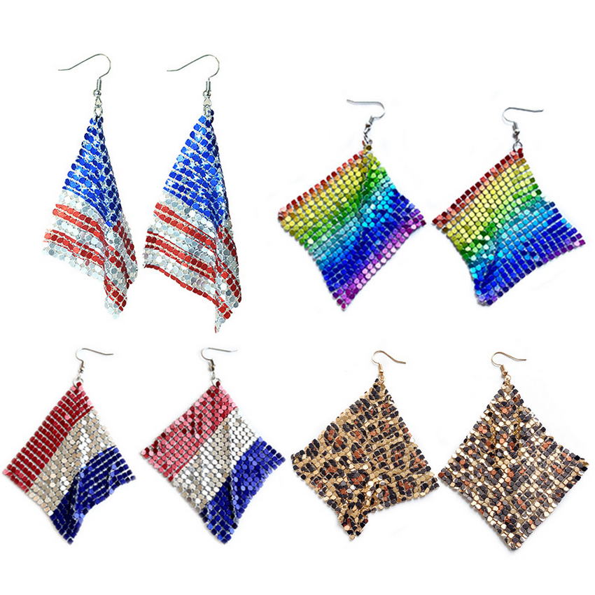 USA Flag Print  Mesh Dangle Earrings