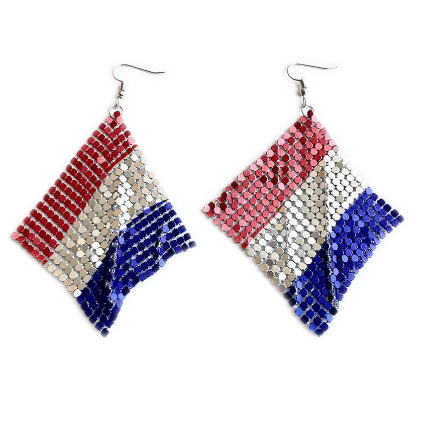 USA Flag Print  Mesh Dangle Earrings