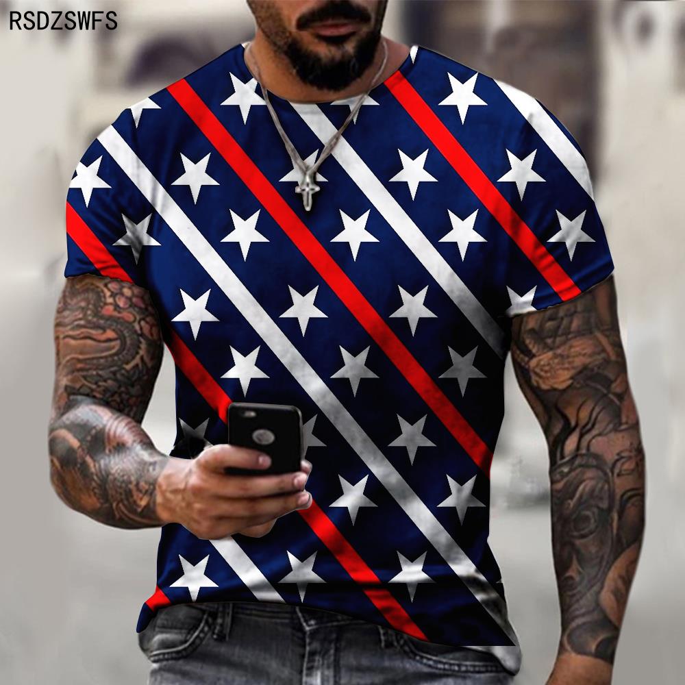 USA Flag Stripes 3D Print Men T - Shirt