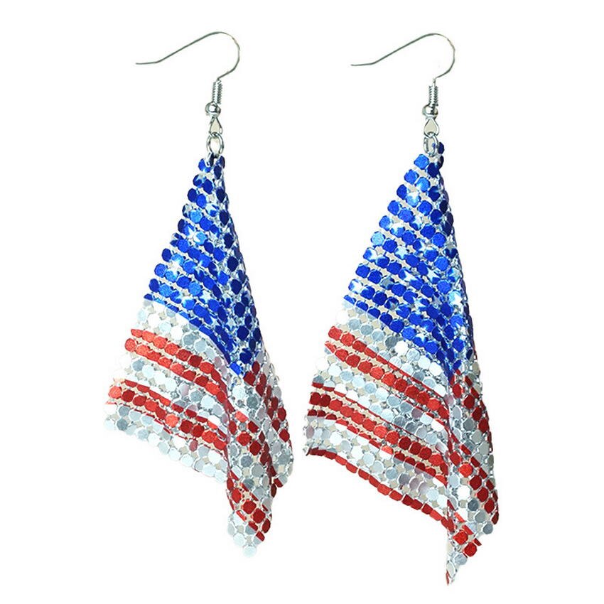 USA Flag Print  Mesh Dangle Earrings