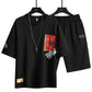 This is  a Two Piece Summer Men's Harajuku Printed T-Shirts Set
