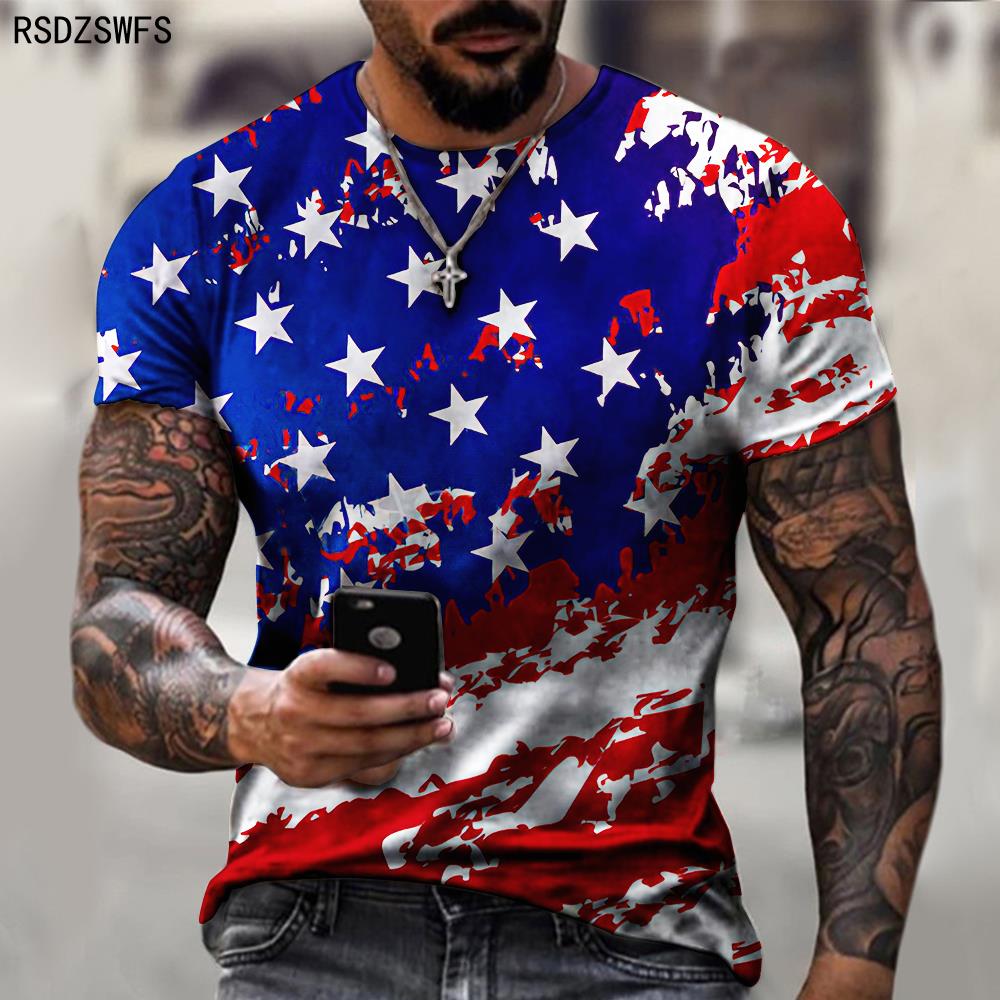 USA Flag Stripes 3D Print Men T - Shirt