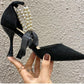 This is a New Pearl Foot Ring Bandage Net Red Fairy Black Pointed Sexy Sandals