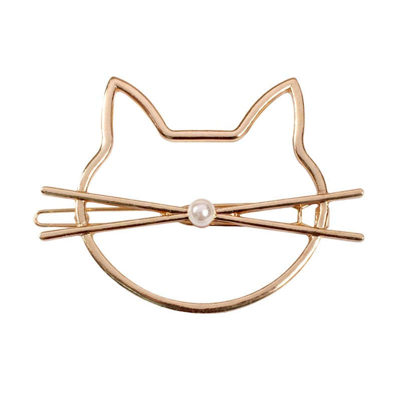 This is a Cute Cat Hair Pin Imitation Pearl Hairpin