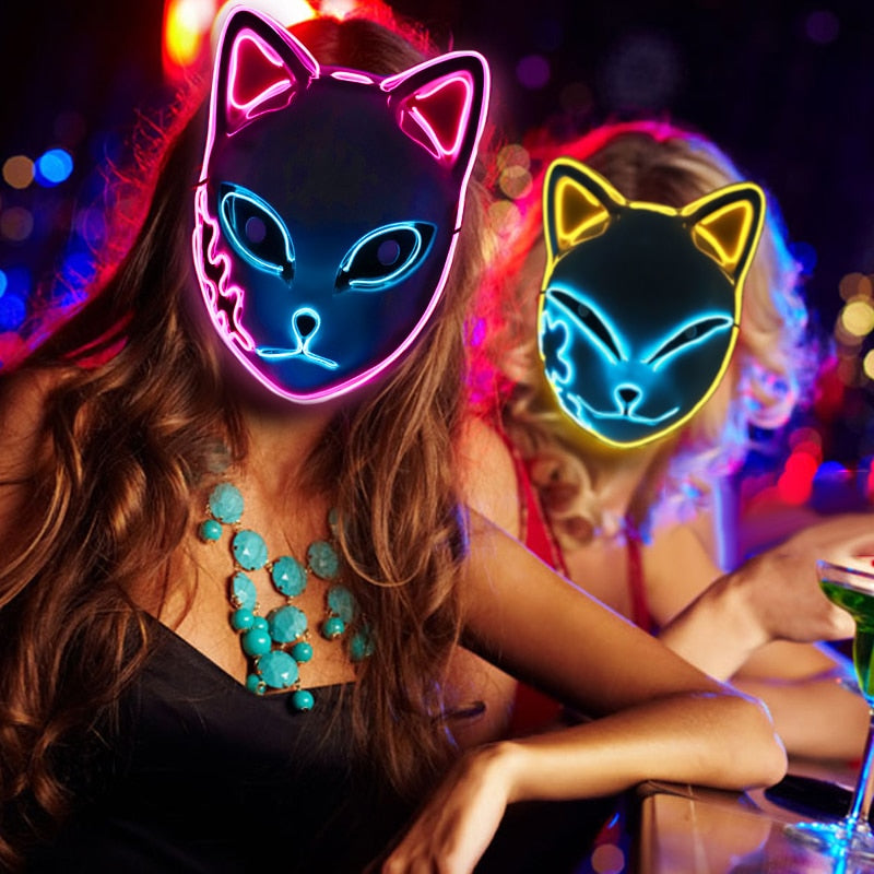 This is a Halloween LED Glowing Cat Face Mask