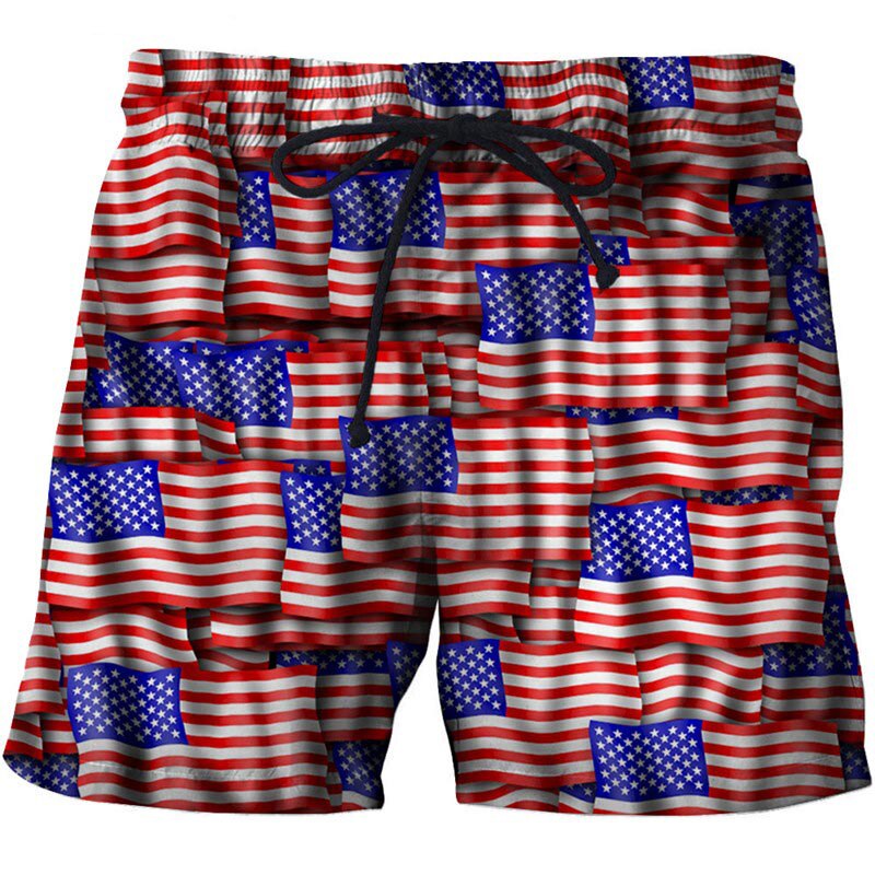 American Flag 3D Graphic Print Shorts