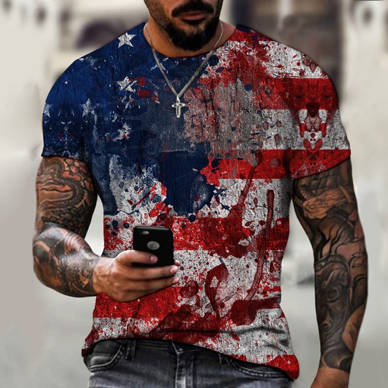 American Flag 3D Printing Design  T-shirt