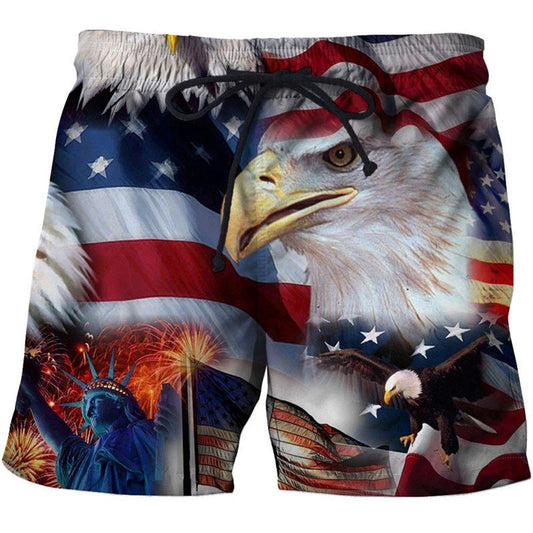 American Flag 3D Graphic Print Shorts