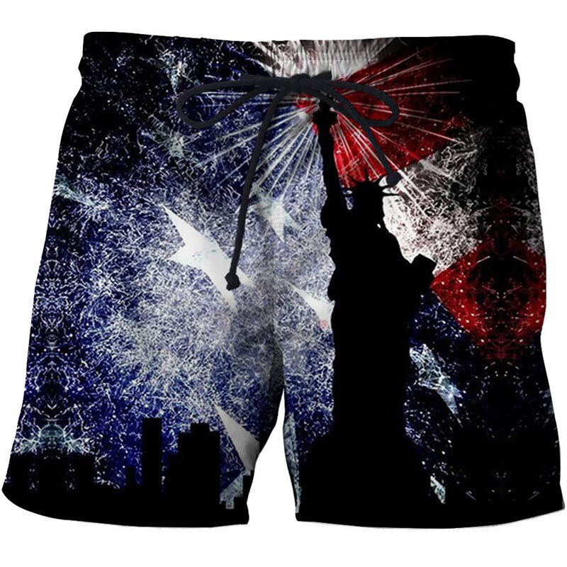 American Flag 3D Graphic Print Shorts