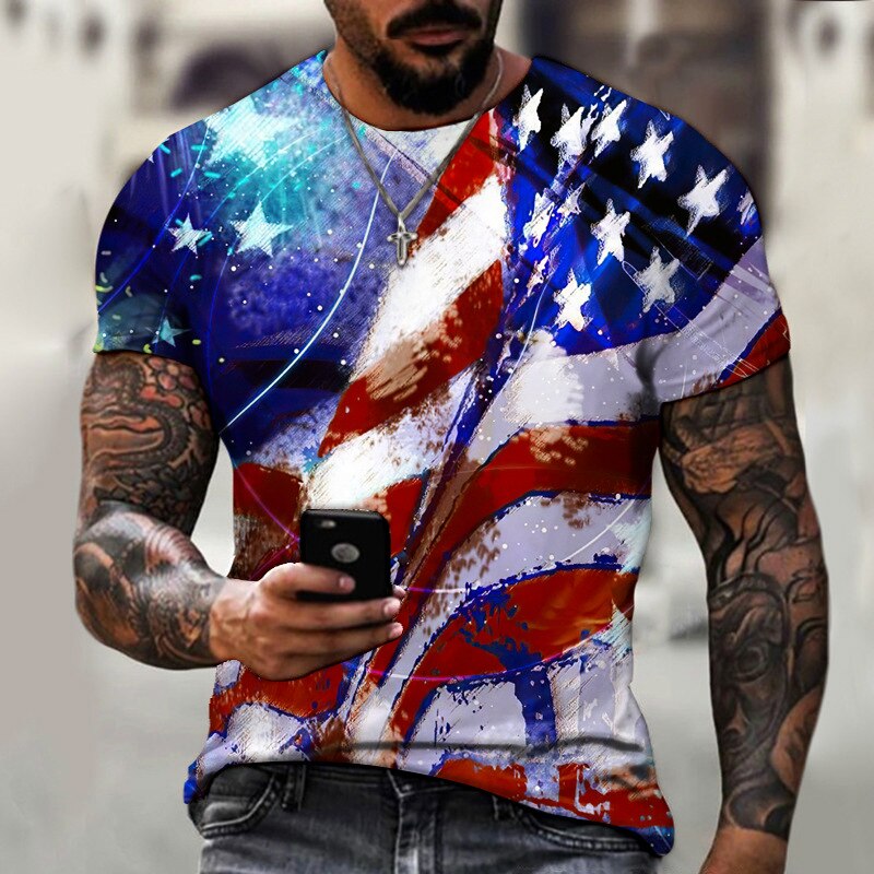 American Flag 3D Printing Design  T-shirt