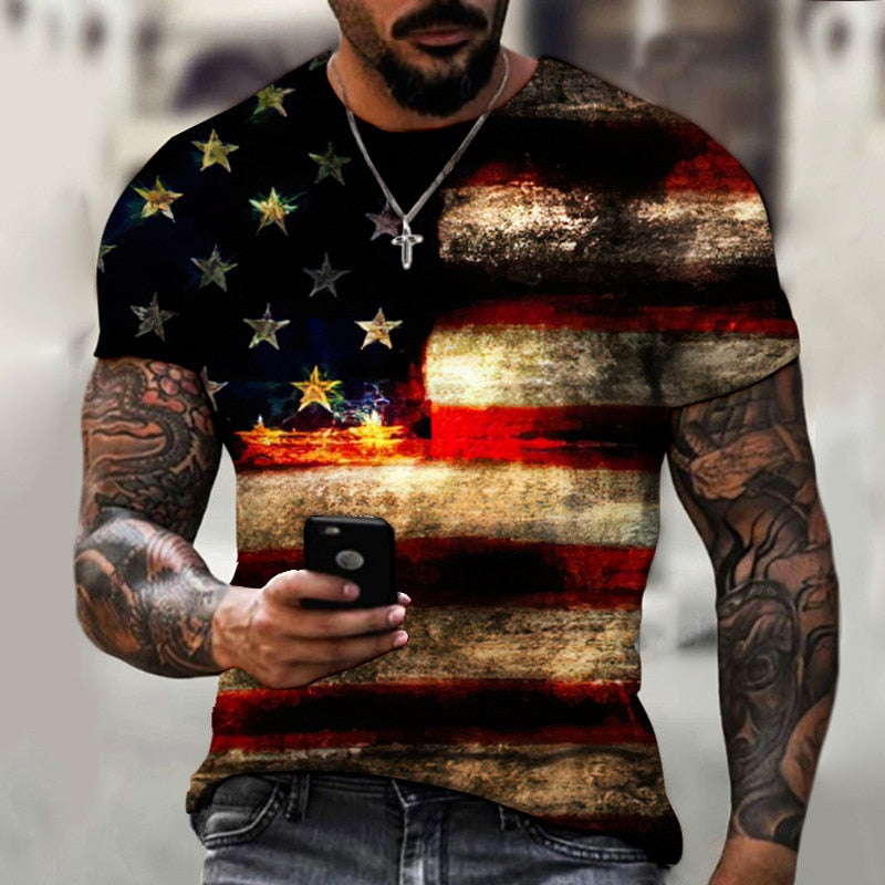 American Flag 3D Printing Design  T-shirt